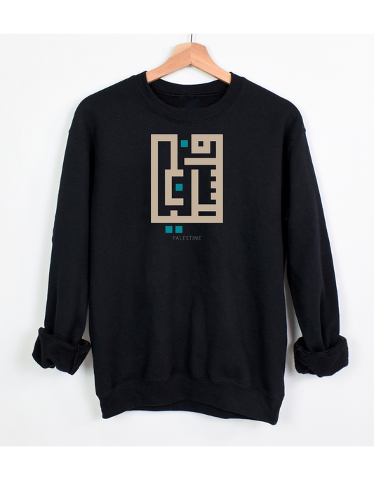 Kufic Font Palestine Crewneck Sweatshirt